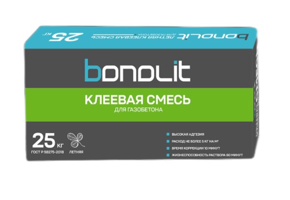 Клей по газобетону Bonolit для тонкошовной кладки, 25 кг